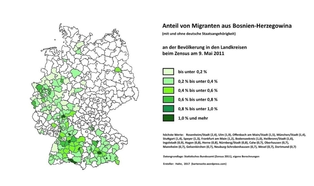 Anteil von Migranten aus Bosnien und Herzegowina